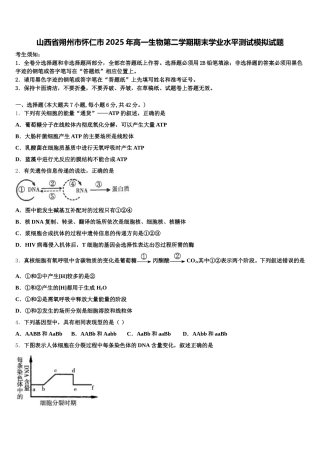 山西省朔州市怀仁市2025年高一生物第二学期期末学业水平测试模拟试题含解析
