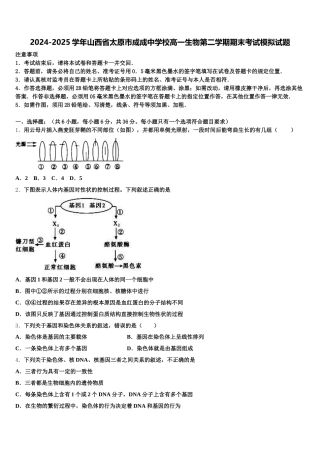 2024-2025学年山西省太原市成成中学校高一生物第二学期期末考试模拟试题含解析