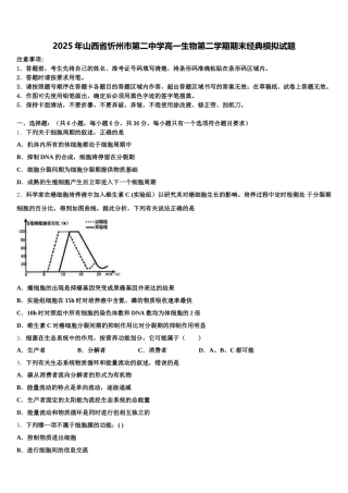 2025年山西省忻州市第二中学高一生物第二学期期末经典模拟试题含解析