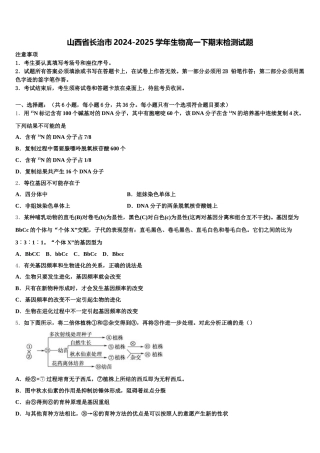 山西省长治市2024-2025学年生物高一下期末检测试题含解析
