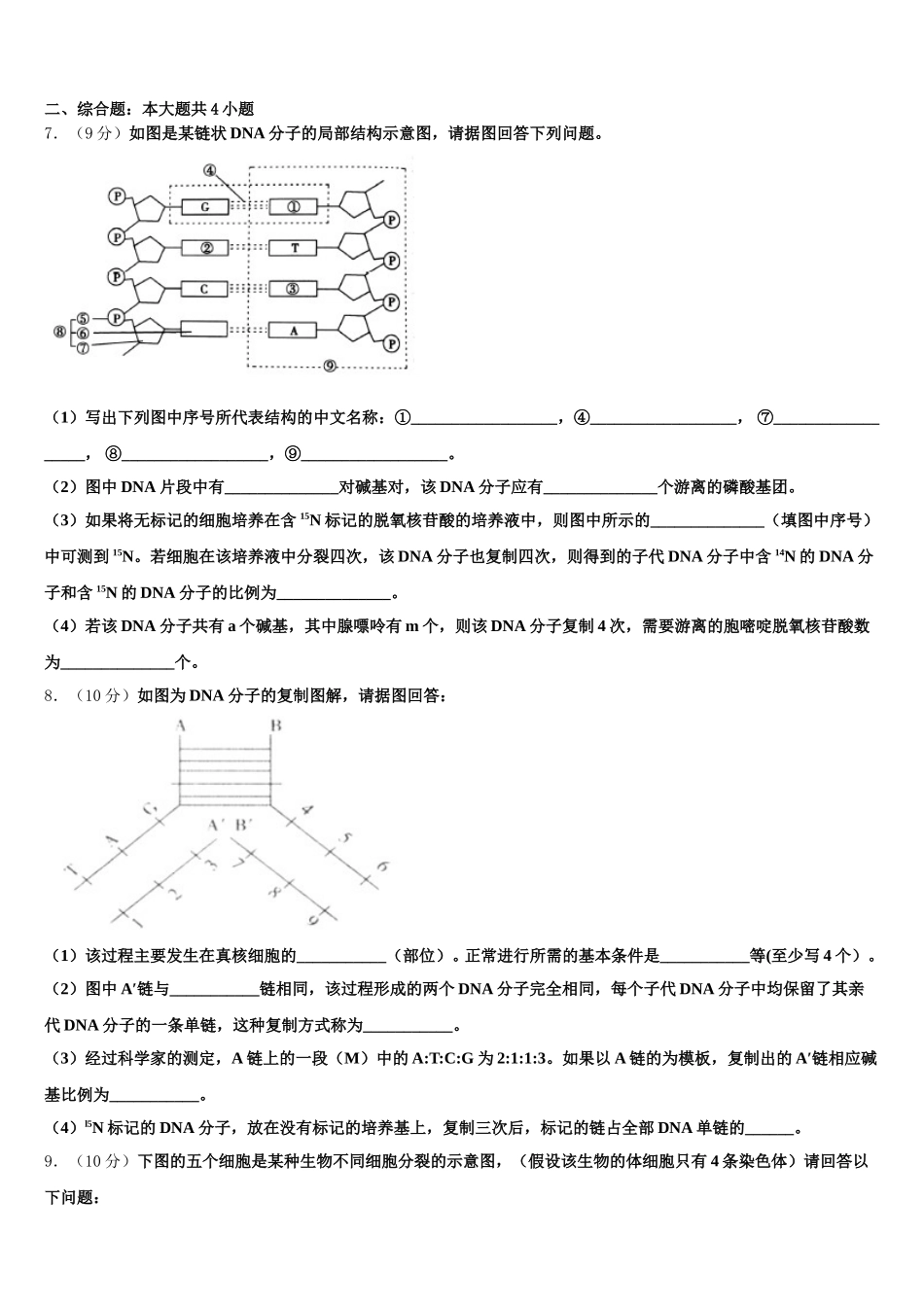 山西省浑源县第七中学2025年高一下生物期末教学质量检测试题含解析_第2页