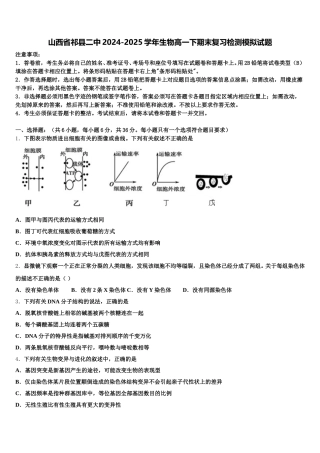 山西省祁县二中2024-2025学年生物高一下期末复习检测模拟试题含解析