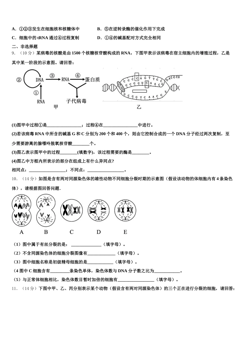 2025届山西省忻州市第二中学生物高一第二学期期末考试试题含解析_第3页