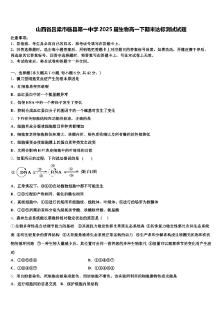 山西省吕梁市临县第一中学2025届生物高一下期末达标测试试题含解析