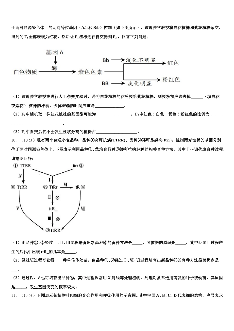 2025年山西省静乐县第一中学生物高一第二学期期末教学质量检测试题含解析_第3页