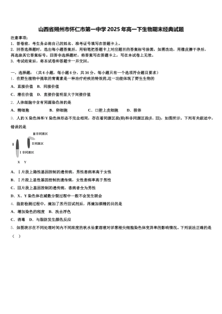 山西省朔州市怀仁市第一中学2025年高一下生物期末经典试题含解析