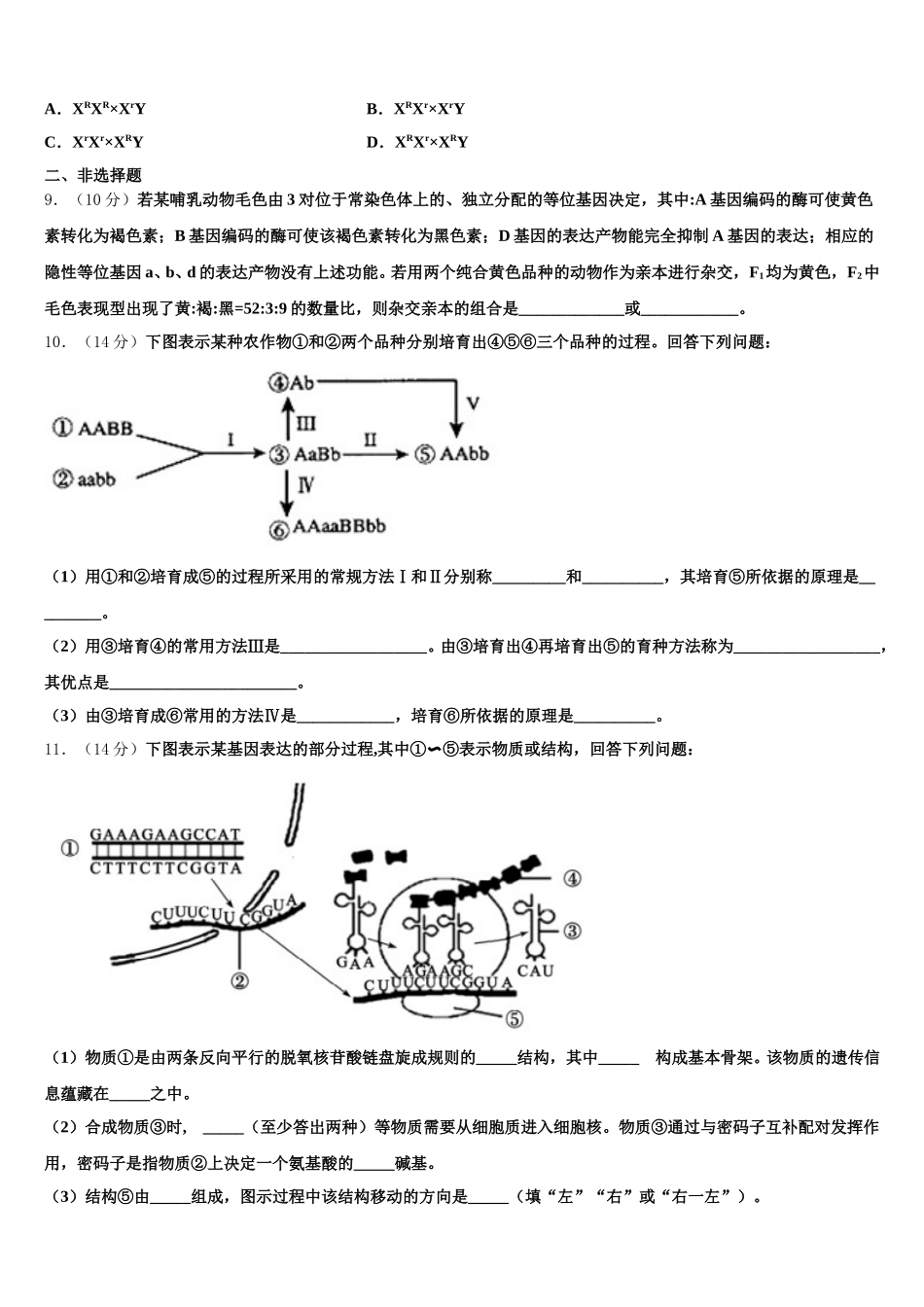 2025年山西省太原市金河中学生物高一第二学期期末学业质量监测模拟试题含解析_第3页