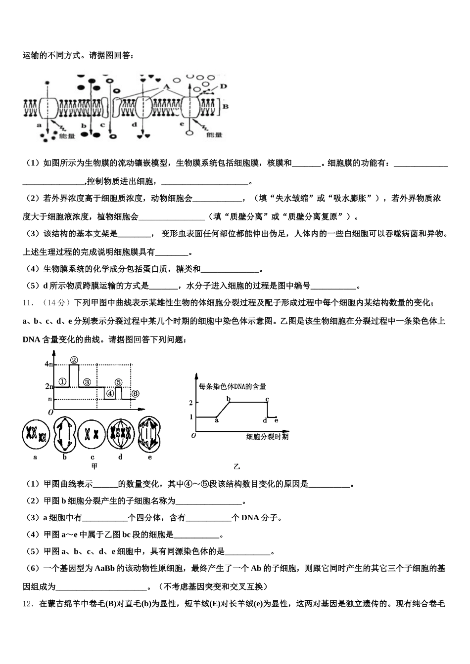 山西省大同市第一中学2025届生物高一下期末经典试题含解析_第3页