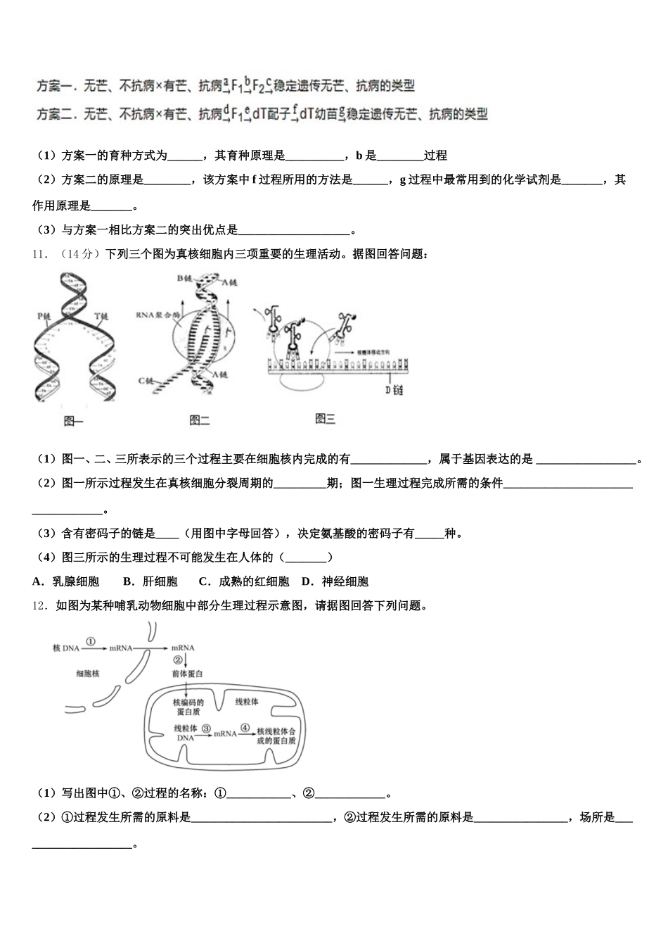 山西省临猗县临晋中学2024-2025学年生物高一第二学期期末调研模拟试题含解析_第3页