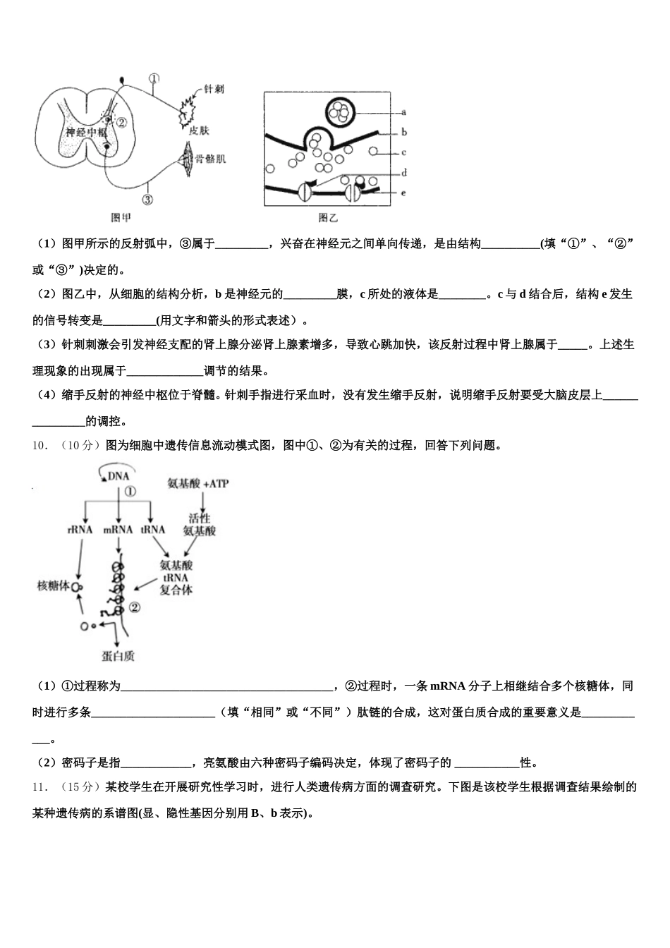 2025届临汾市第一中学高一生物第二学期期末经典模拟试题含解析_第3页