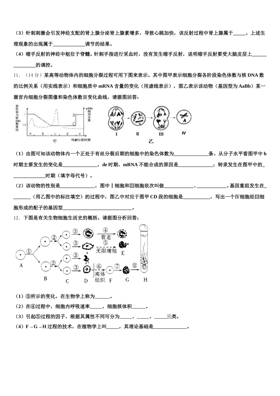 山西省朔州市李林中学2024-2025学年生物高一第二学期期末检测试题含解析_第3页