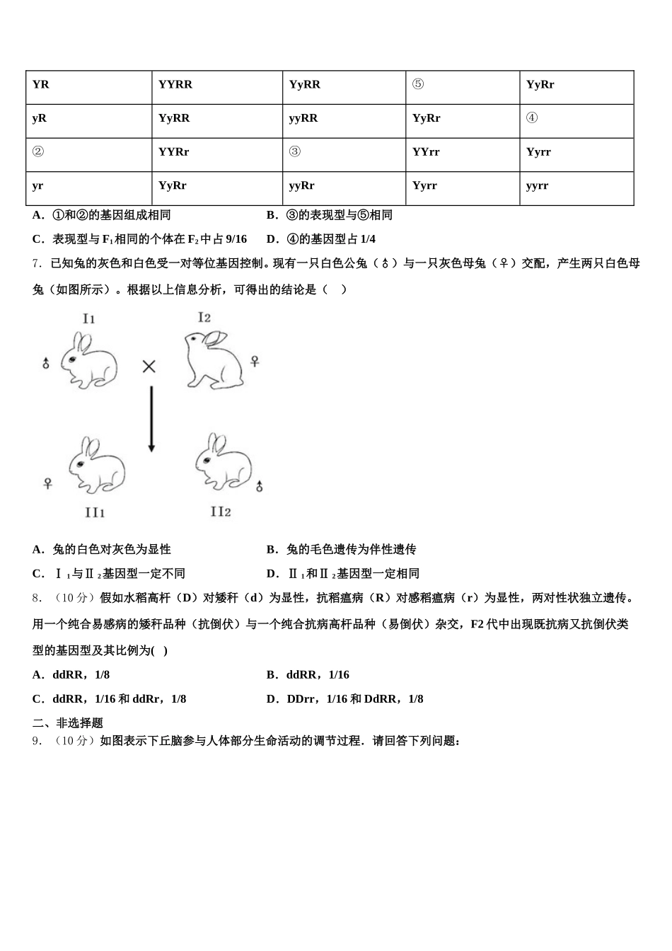 2025年晋城市第一中学高一下生物期末经典试题含解析_第2页