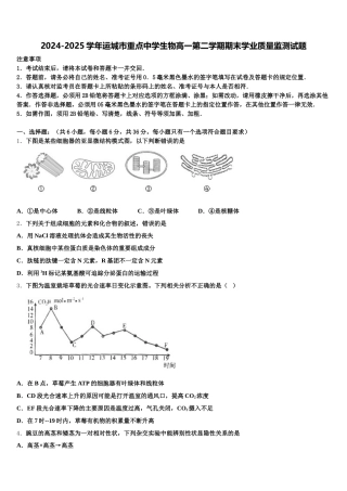 2024-2025学年运城市重点中学生物高一第二学期期末学业质量监测试题含解析