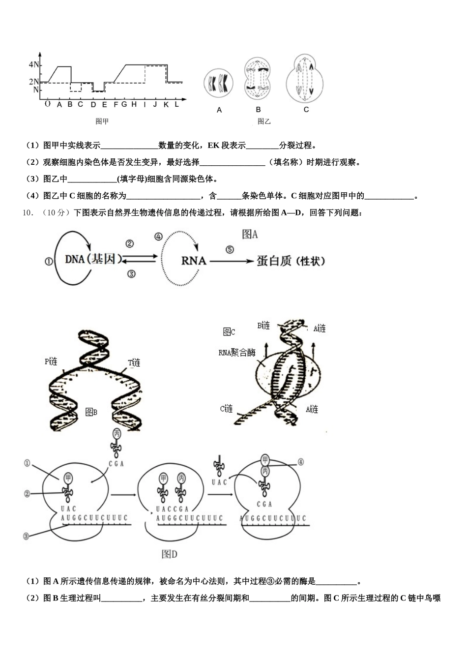 山西省大同一中2024-2025学年高一生物第二学期期末复习检测试题含解析_第3页