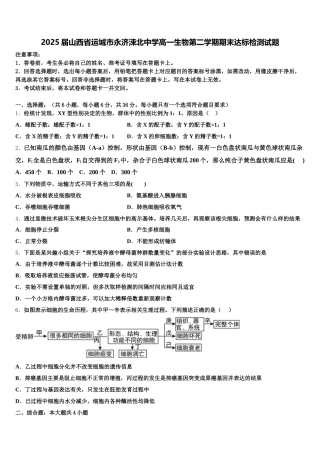 2025届山西省运城市永济涑北中学高一生物第二学期期末达标检测试题含解析