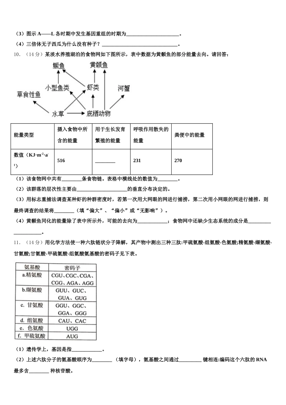 山西省大同二中2025年高一生物第二学期期末学业质量监测试题含解析_第3页