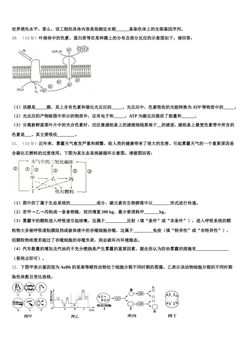 山西省应县一中2025届生物高一第二学期期末调研试题含解析_第3页