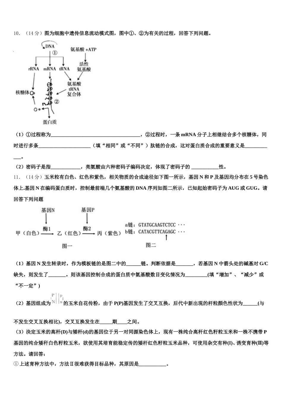2024-2025学年山西省灵丘县第一中学高一生物第二学期期末学业质量监测模拟试题含解析_第3页