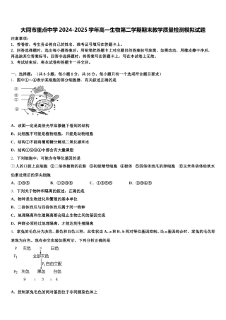 大同市重点中学2024-2025学年高一生物第二学期期末教学质量检测模拟试题含解析