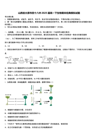 山西省太原市四十八中2025届高一下生物期末经典模拟试题含解析