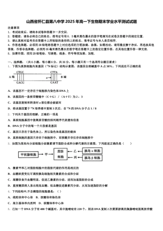 山西省怀仁县第八中学2025年高一下生物期末学业水平测试试题含解析