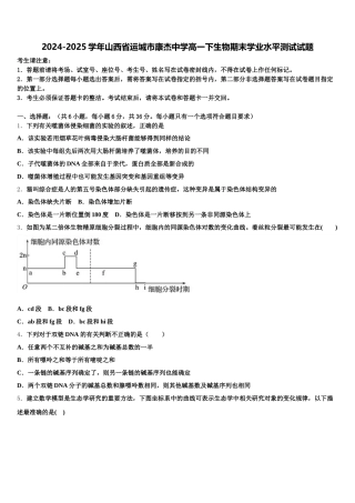 2024-2025学年山西省运城市康杰中学高一下生物期末学业水平测试试题含解析