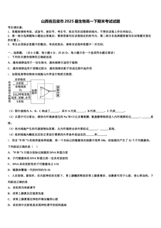 山西省吕梁市2025届生物高一下期末考试试题含解析