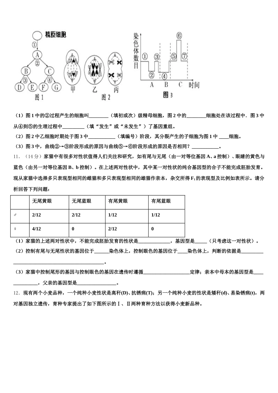 2025年山西省怀仁县第一中学生物高一下期末教学质量检测试题含解析_第3页