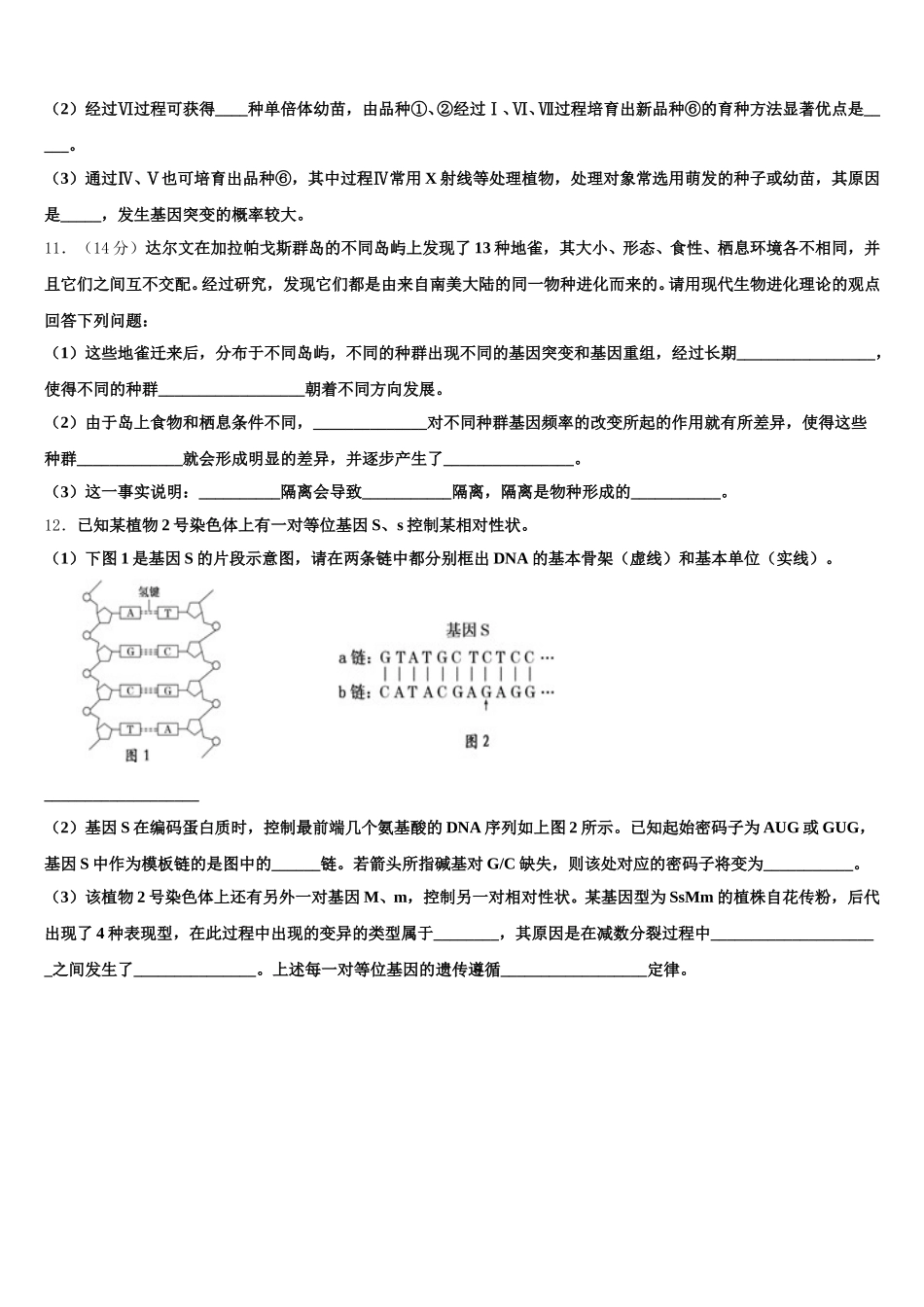 2025届河北省易县中学高一下生物期末教学质量检测模拟试题含解析_第3页