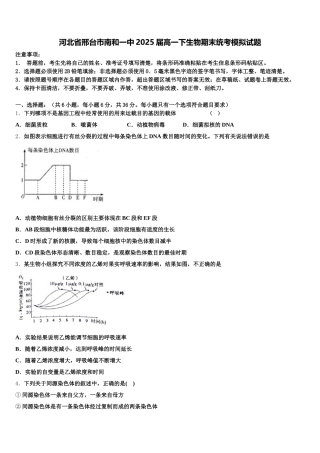 河北省邢台巿南和一中2025届高一下生物期末统考模拟试题含解析