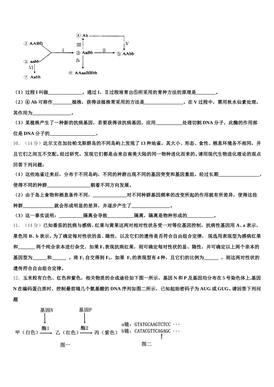 2025届河北省教考联盟生物高一第二学期期末监测试题含解析_第3页