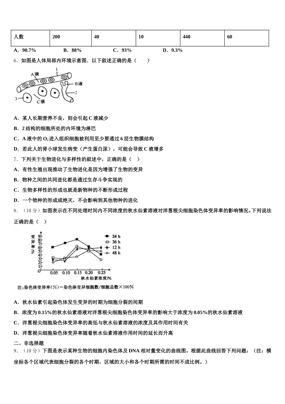 2024-2025学年河北衡水市安平中学高一下生物期末检测模拟试题含解析_第2页