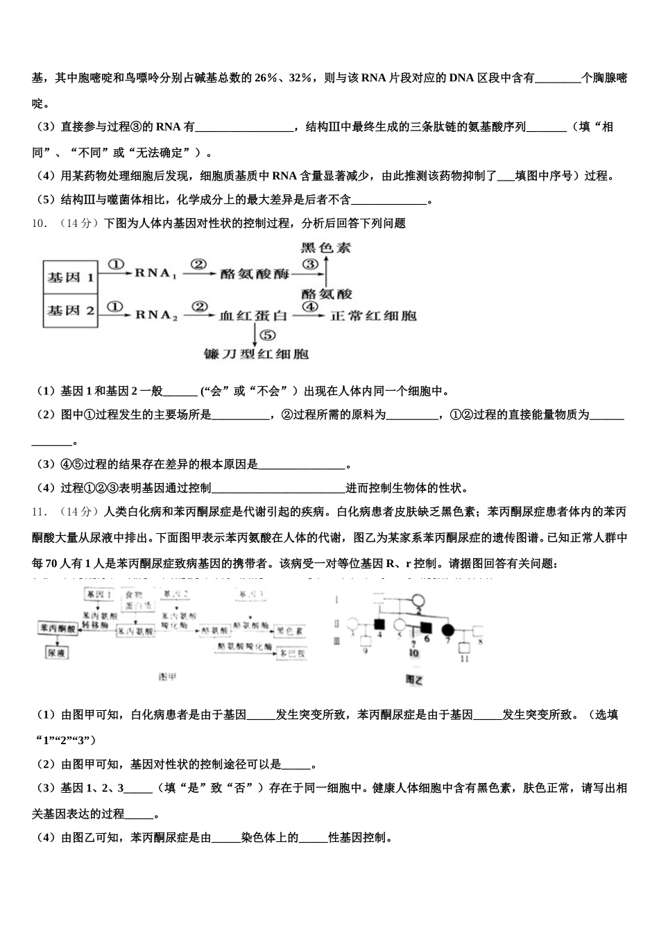 2024-2025学年河北省鹿泉一中、元氏一中、正定一中等五校高一下生物期末检测模拟试题含解析_第3页