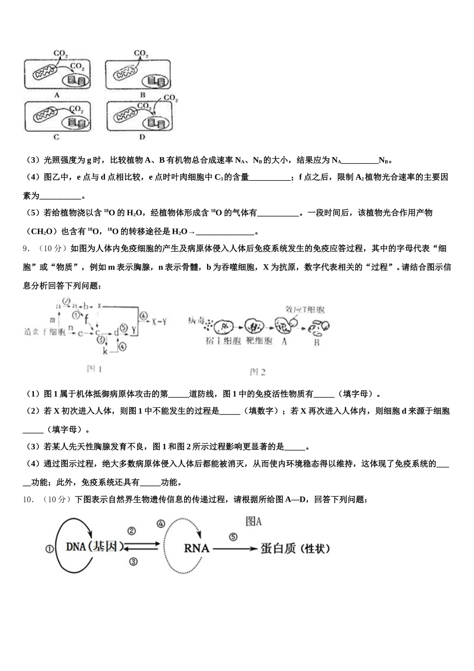 河北省藁城市第一中学2025年高一生物第二学期期末达标测试试题含解析_第3页