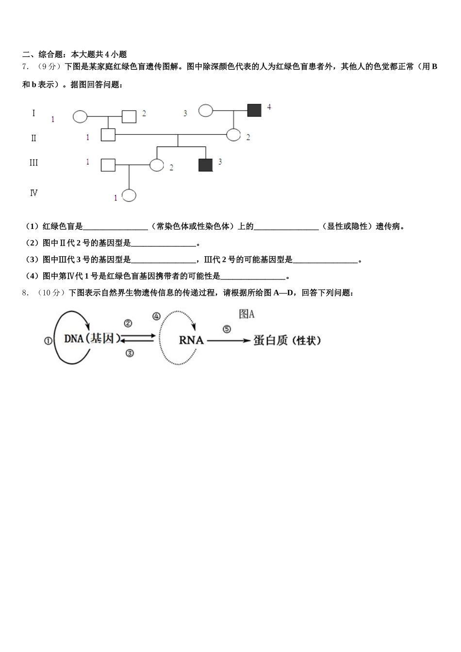 2025届河北省武邑中学生物高一下期末调研模拟试题含解析_第2页