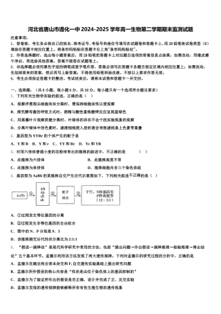 河北省唐山市遵化一中2024-2025学年高一生物第二学期期末监测试题含解析