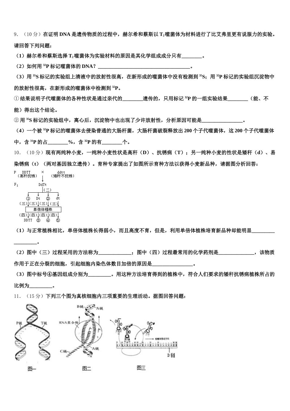 2025届河北省衡水市枣强县枣强中学高一下生物期末考试试题含解析_第3页