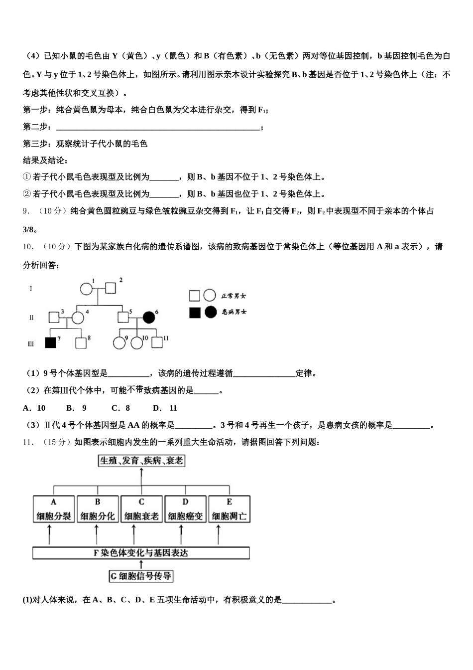 2024-2025学年河北省枣强中学高一下生物期末学业水平测试模拟试题含解析_第3页
