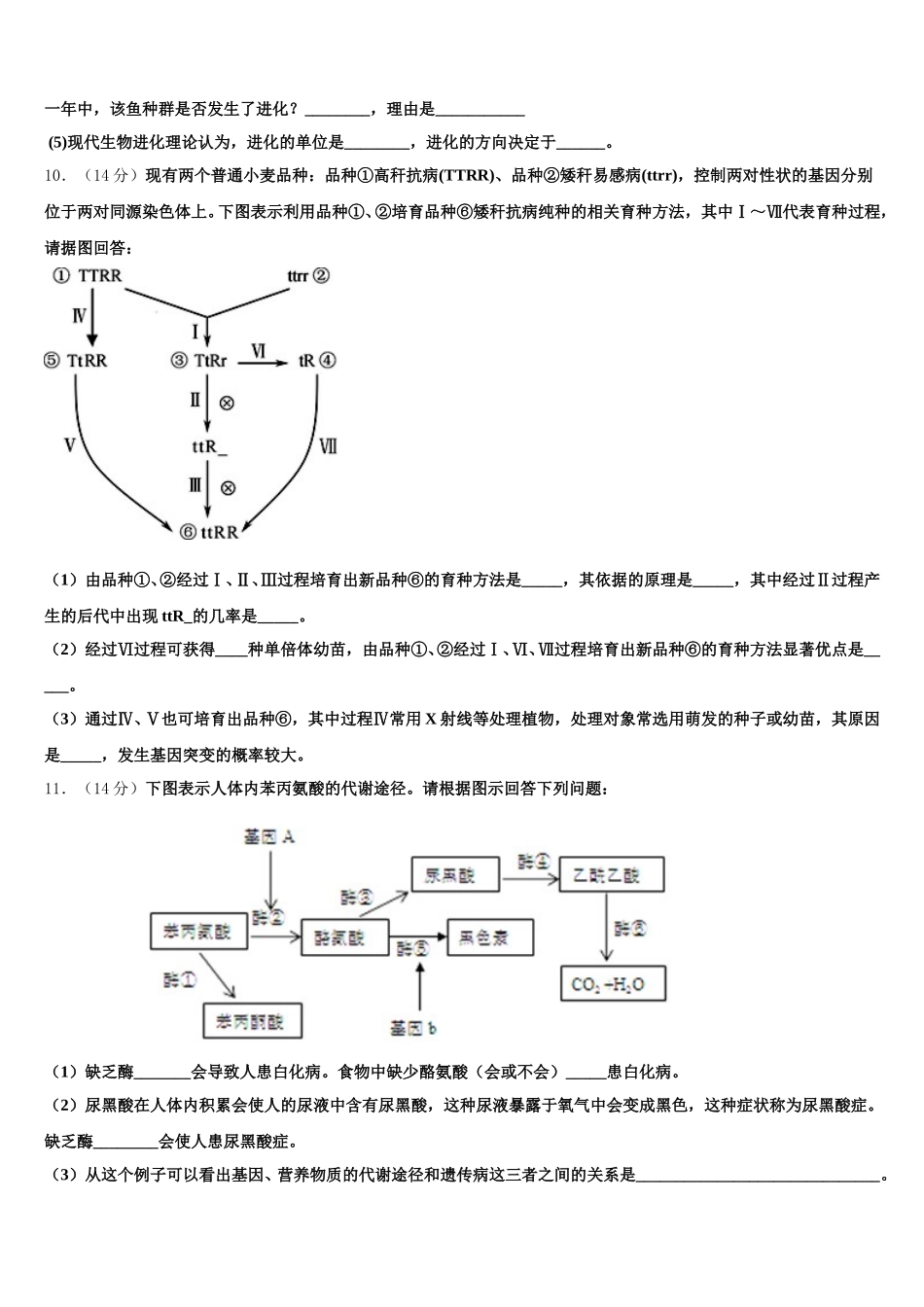 河北省邯郸市第二中学2025届生物高一第二学期期末教学质量检测试题含解析_第3页