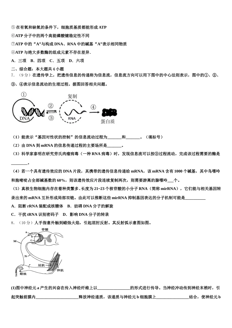 2024-2025学年河北邯郸市磁县滏滨中学生物高一下期末综合测试试题含解析_第2页