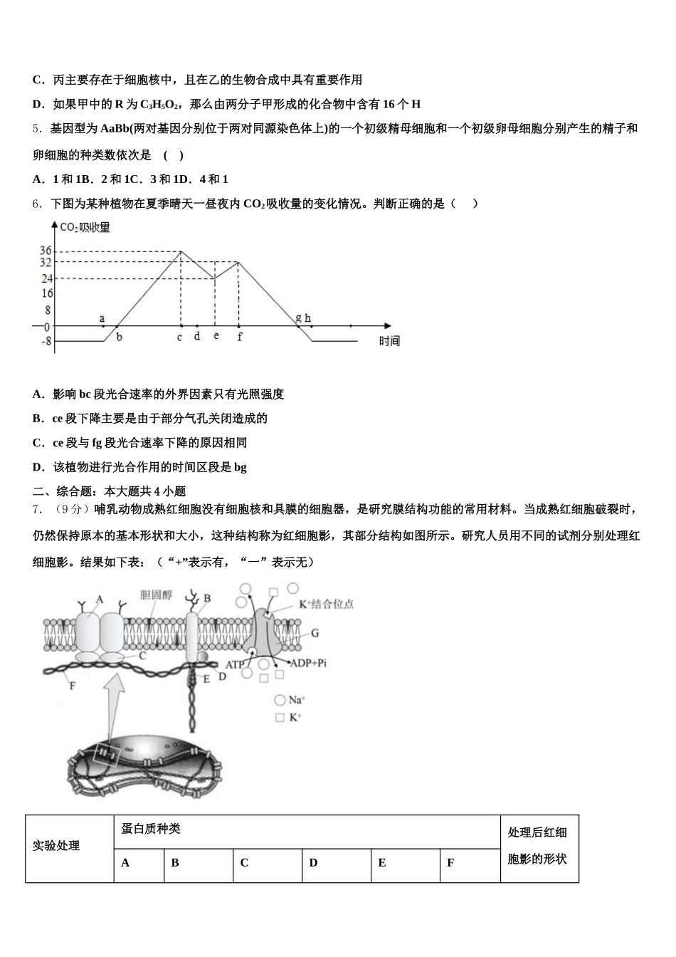2025年河北省衡水市桃城区武邑中学高一生物第二学期期末复习检测模拟试题含解析_第2页