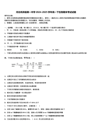 河北鸡泽县第一中学2024-2025学年高一下生物期末考试试题含解析