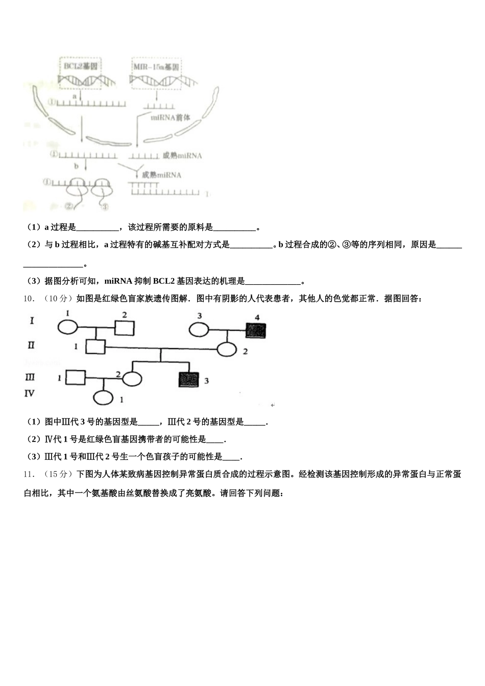 河北省唐山市唐山第一中学2025年生物高一下期末学业质量监测试题含解析_第3页