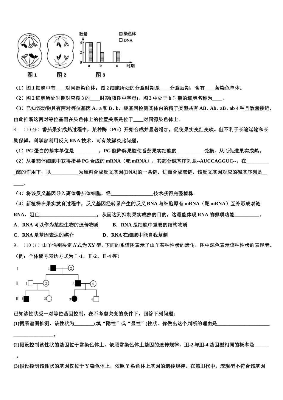 河北省曲周县第一中学2024-2025学年高一下生物期末质量跟踪监视模拟试题含解析_第2页