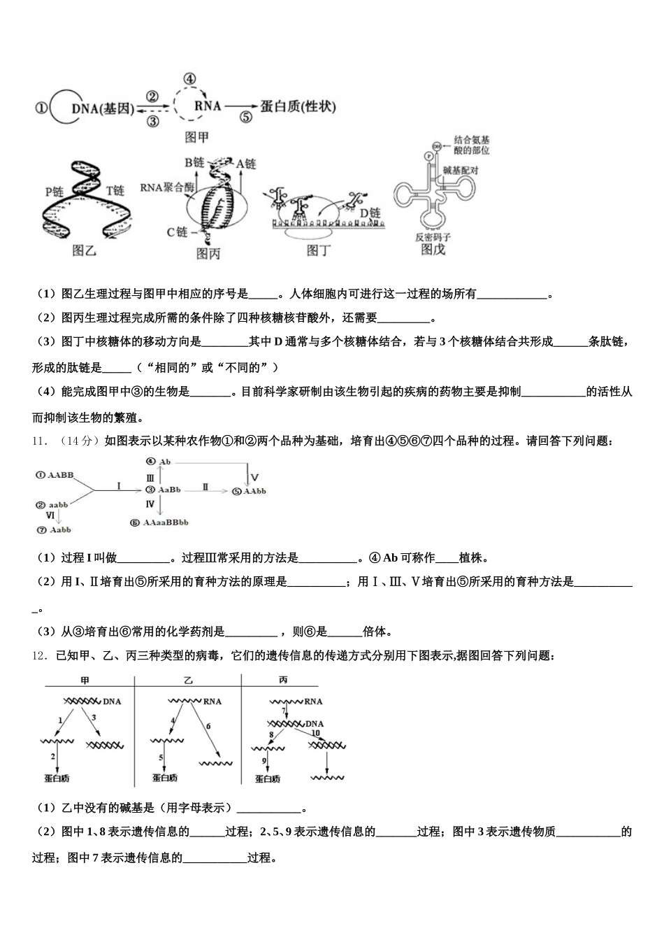 河北省保定市曲阳县第一高级中学2024-2025学年高一生物第二学期期末质量跟踪监视模拟试题含解析_第3页