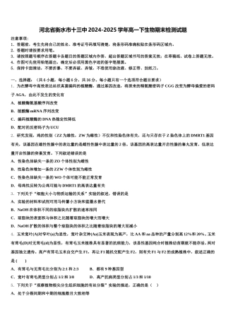 河北省衡水市十三中2024-2025学年高一下生物期末检测试题含解析