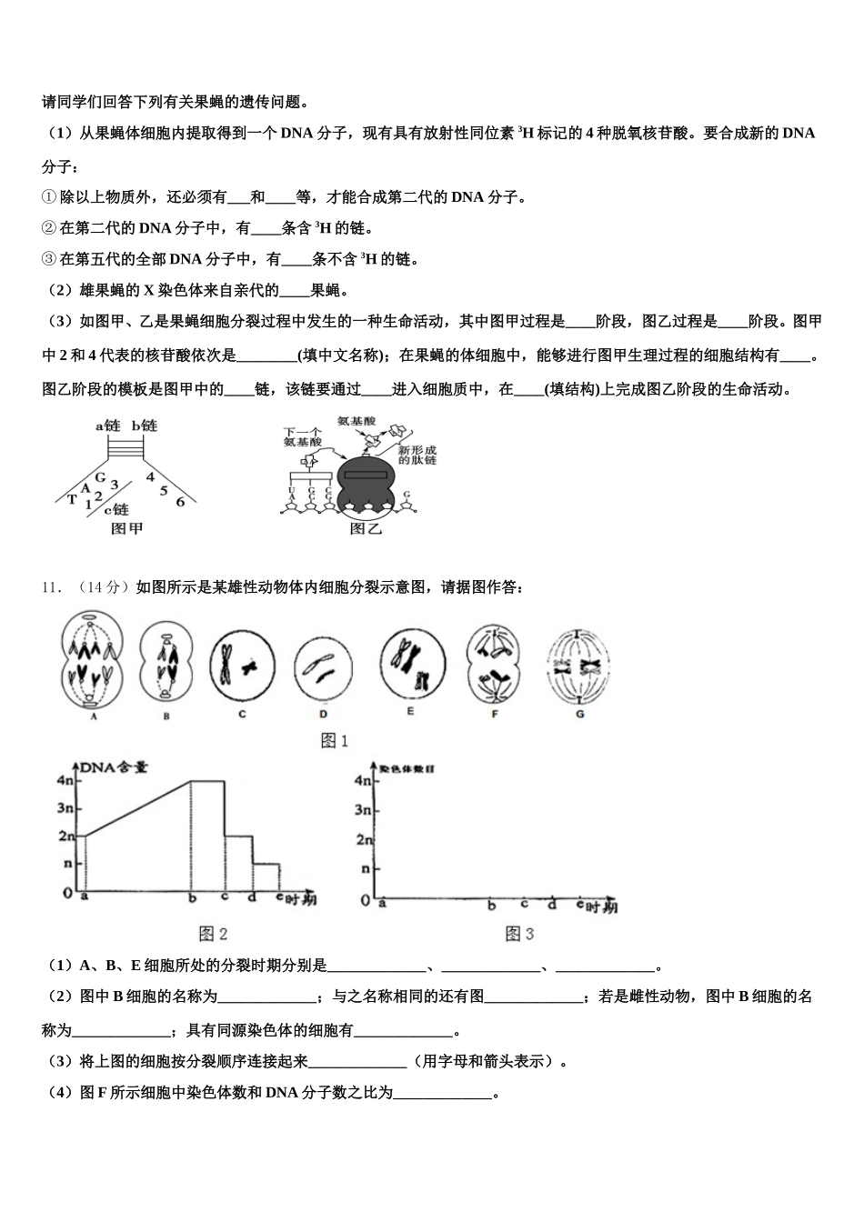 河北省唐山市开滦第一中学2025届生物高一下期末复习检测试题含解析_第3页