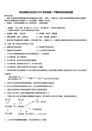 河北省唐山市五校2025年生物高一下期末综合测试试题含解析