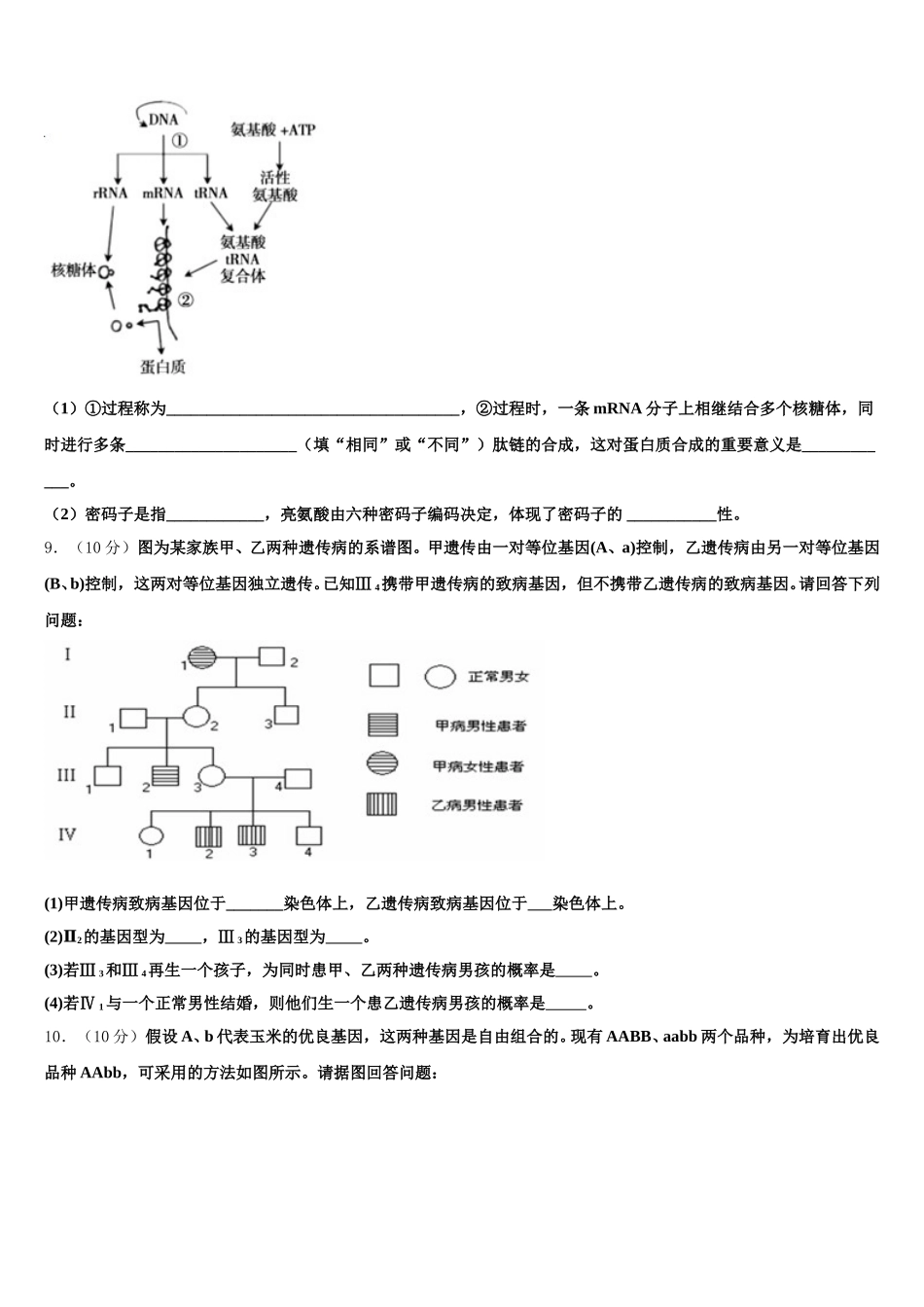 2024-2025学年河北省深州市长江中学高一下生物期末质量检测试题含解析_第3页