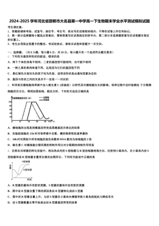 2024-2025学年河北省邯郸市大名县第一中学高一下生物期末学业水平测试模拟试题含解析